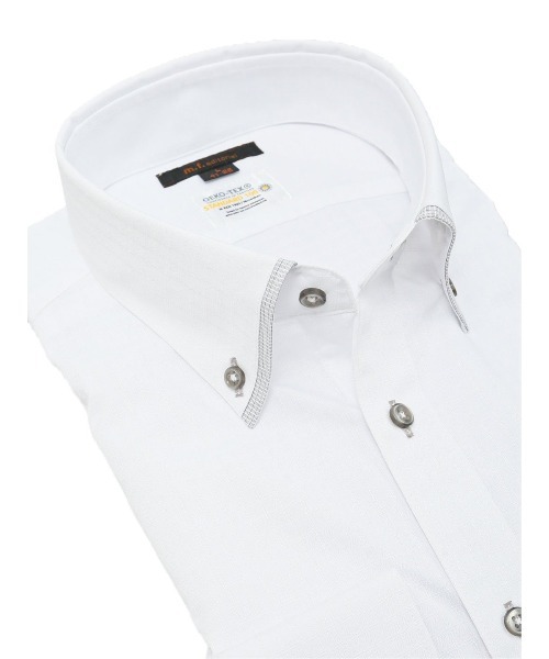 m.f.editorial（エムエフエディトリアル）の「【形態安定 吸水速乾】m.f.エディトリアル メンズ ボタンダウン ビジネスドレス 長袖シャツ（ビジネスシャツ・メンズ・ホワイト・首回り39cm-裄丈84cm/首回り41cm-裄丈82cm/首回り41cm-裄丈86cm/首回り43cm-裄丈86cm/首回り39cm-裄丈80cm/首回り37cm-裄丈80cm/首回り43cm-裄丈82cm/首回り45cm-裄丈86cm）」の3枚目の写真