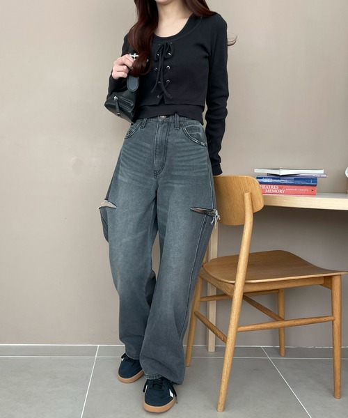 【値下げ】WCJ サイドカットデニム ブルー 25インチ ✨新品未使用✨ WCJ サイドカットデニム 若槻千夏 ジ－ンズ