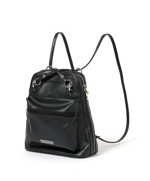 BAYFLOW（ベイフロー）の「[小ぶりでも収納力抜群]フェイクレザー2WAYリュック（バックパック/リュック・レディース・ブラック/サックスブルー・FREE）」の8枚目の写真