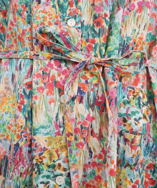 l'atelier du savon（アトリエドサボン）の「●生い茂る野原のプリント　ワンピース（ワンピース・レディース・オレンジ/ピンク・FREE）」の6枚目の写真