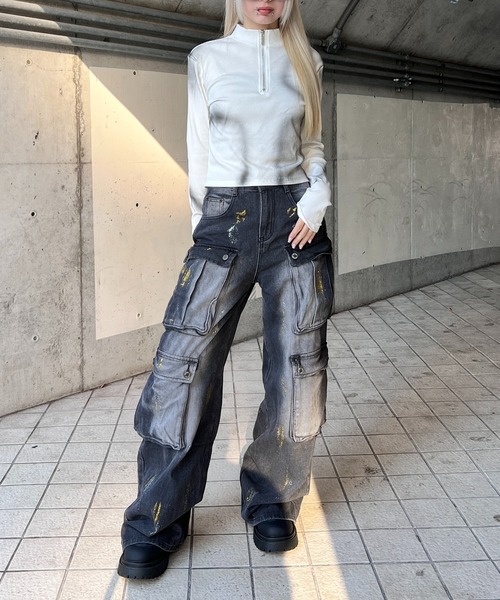 Figments（フィグメンツ）の「ブラストマルチカーゴデニム（デニムパンツ・レディース・ブラック・SMALL/MEDIUM/LARGE）」の13枚目の写真