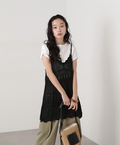 N.（N. Natural Beauty Basic）（エヌエヌナチュラルビューティーベーシック）の「カギアミ風ニットビスチェ（その他トップス・レディース・ブラック/オフホワイト・MEDIUM）」の19枚目の写真