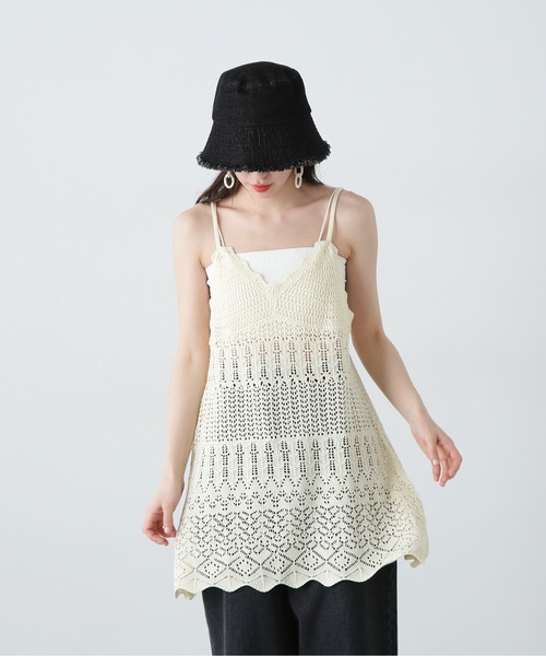 N.（N. Natural Beauty Basic）（エヌエヌナチュラルビューティーベーシック）の「カギアミ風ニットビスチェ（その他トップス・レディース・ブラック/オフホワイト・MEDIUM）」の11枚目の写真