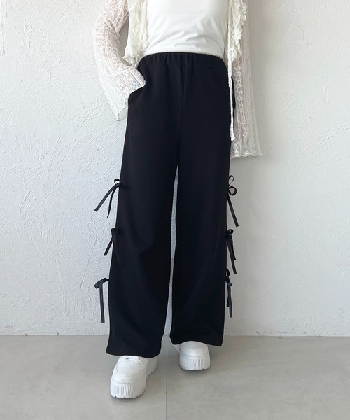 apres jour（アプレジュール）の「スウェットリボンパンツ（その他パンツ・レディース・ブラック/ピンク/グレー・X-LARGE/フリー）」の4枚目の写真