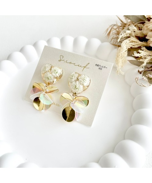 tone(トーン)の「【S.coeuf】【S.coeuf】金属アレルギー対応イヤリング ハート×スパンコール(MA)(イヤリング・レディース・シルバー/ホワイト・FREE)」の3枚目の写真