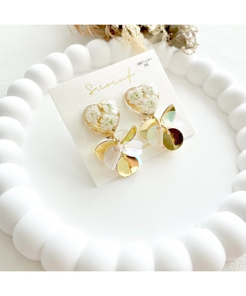 tone(トーン)の「【S.coeuf】【S.coeuf】金属アレルギー対応イヤリング ハート×スパンコール(MA)(イヤリング・レディース・シルバー/ホワイト・FREE)」の4枚目の写真