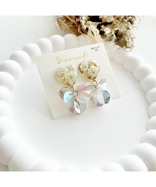 tone(トーン)の「【S.coeuf】【S.coeuf】金属アレルギー対応イヤリング ハート×スパンコール(MA)(イヤリング・レディース・シルバー/ホワイト・FREE)」の6枚目の写真
