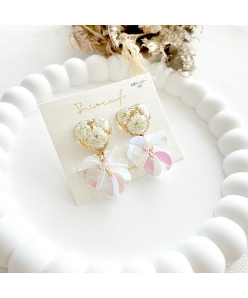 tone(トーン)の「【S.coeuf】【S.coeuf】金属アレルギー対応イヤリング ハート×スパンコール(MA)(イヤリング・レディース・シルバー/ホワイト・FREE)」の9枚目の写真