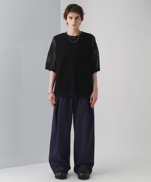 HARE（ハレ）の「オーバーメッシュニットSS(HARE)（ニット/セーター・メンズ・ブラック/グレー/イエロー・MEDIUM/SMALL）」の6枚目の写真