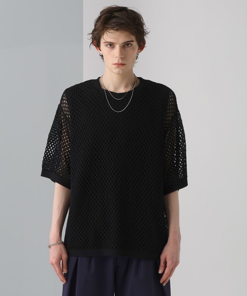 HARE（ハレ）の「オーバーメッシュニットSS(HARE)（ニット/セーター・メンズ・ブラック/グレー/イエロー・MEDIUM/SMALL）」の9枚目の写真