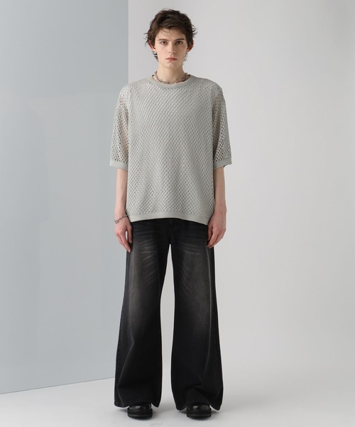 HARE（ハレ）の「オーバーメッシュニットSS(HARE)（ニット/セーター・メンズ・ブラック/グレー/イエロー・MEDIUM/SMALL）」の10枚目の写真