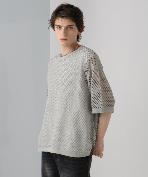 HARE（ハレ）の「オーバーメッシュニットSS(HARE)（ニット/セーター・メンズ・ブラック/グレー/イエロー・MEDIUM/SMALL）」の13枚目の写真