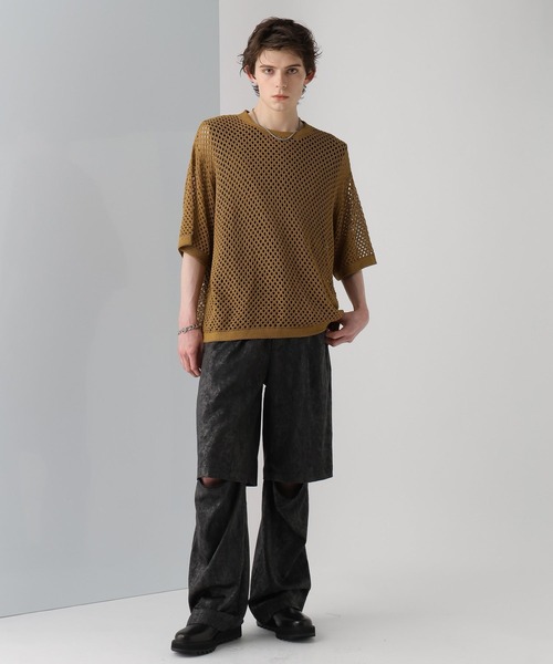 HARE（ハレ）の「オーバーメッシュニットSS(HARE)（ニット/セーター・メンズ・ブラック/グレー/イエロー・MEDIUM/SMALL）」の17枚目の写真