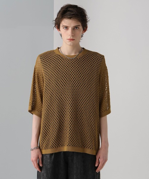 HARE（ハレ）の「オーバーメッシュニットSS(HARE)（ニット/セーター・メンズ・ブラック/グレー/イエロー・MEDIUM/SMALL）」の18枚目の写真