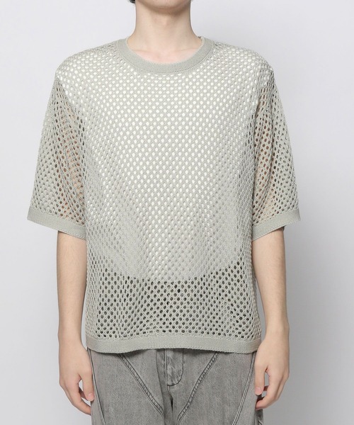 HARE（ハレ）の「オーバーメッシュニットSS(HARE)（ニット/セーター・メンズ・ブラック/グレー/イエロー・MEDIUM/SMALL）」の19枚目の写真