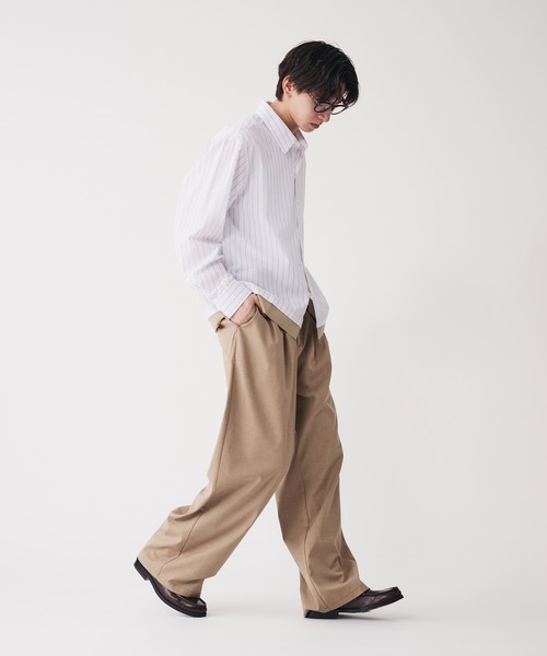 Adoon plain(アドーンプレーン)の「Long Sleeve Layered Stripe Shirt / ロングスリ―ブレイヤードストライプシャツ(シャツ/ブラウス・メンズ・ブルー/ブラック・LARGE/MEDIUM)」の6枚目の写真