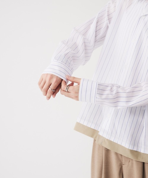 Adoon plain(アドーンプレーン)の「Long Sleeve Layered Stripe Shirt / ロングスリ―ブレイヤードストライプシャツ(シャツ/ブラウス・メンズ・ブルー/ブラック・LARGE/MEDIUM)」の19枚目の写真