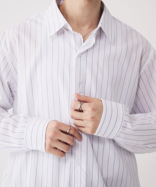 Adoon plain(アドーンプレーン)の「Long Sleeve Layered Stripe Shirt / ロングスリ―ブレイヤードストライプシャツ(シャツ/ブラウス・メンズ・ブルー/ブラック・LARGE/MEDIUM)」の22枚目の写真