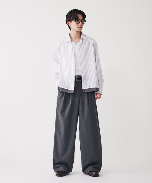 Adoon plain(アドーンプレーン)の「Long Sleeve Layered Stripe Shirt / ロングスリ―ブレイヤードストライプシャツ(シャツ/ブラウス・メンズ・ブルー/ブラック・LARGE/MEDIUM)」の14枚目の写真