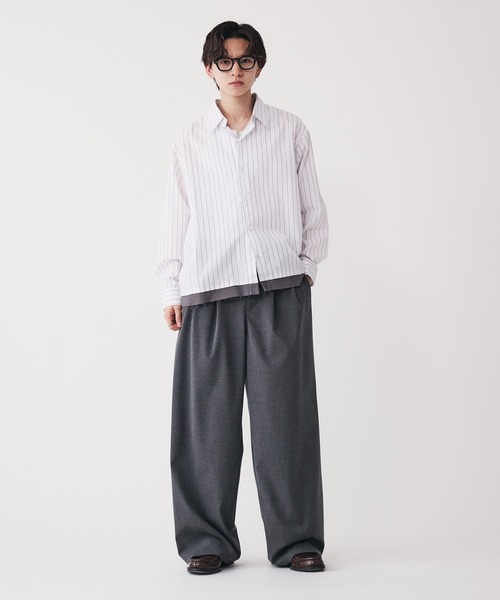 Adoon plain(アドーンプレーン)の「Long Sleeve Layered Stripe Shirt / ロングスリ―ブレイヤードストライプシャツ(シャツ/ブラウス・メンズ・ブルー/ブラック・LARGE/MEDIUM)」の18枚目の写真