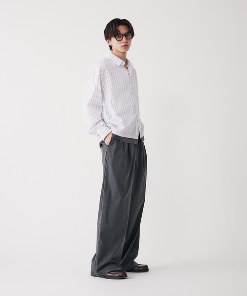 Adoon plain(アドーンプレーン)の「Long Sleeve Layered Stripe Shirt / ロングスリ―ブレイヤードストライプシャツ(シャツ/ブラウス・メンズ・ブルー/ブラック・LARGE/MEDIUM)」の7枚目の写真
