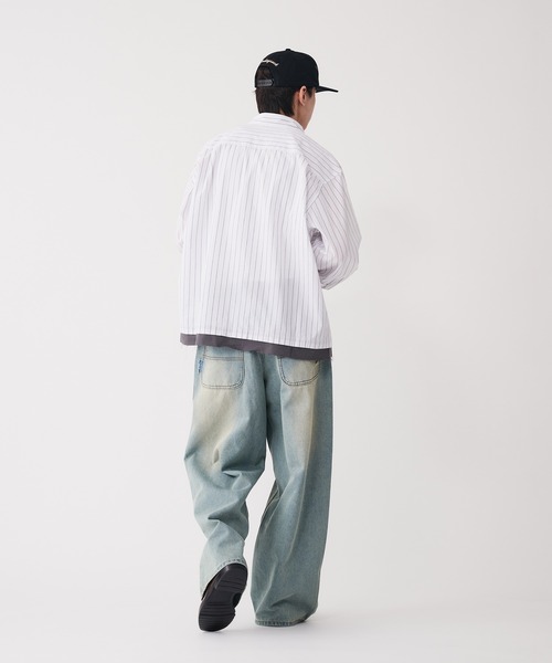 Adoon plain(アドーンプレーン)の「Long Sleeve Layered Stripe Shirt / ロングスリ―ブレイヤードストライプシャツ(シャツ/ブラウス・メンズ・ブルー/ブラック・LARGE/MEDIUM)」の13枚目の写真