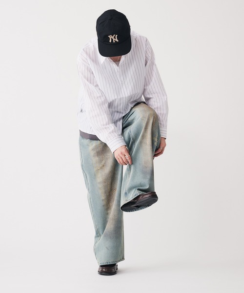Adoon plain(アドーンプレーン)の「Long Sleeve Layered Stripe Shirt / ロングスリ―ブレイヤードストライプシャツ(シャツ/ブラウス・メンズ・ブルー/ブラック・LARGE/MEDIUM)」の10枚目の写真