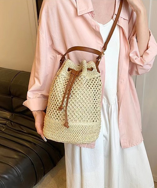 ベージュ　かごバッグ SALE! 30cm Newjoy / カゴバック ショルダー かごバッグ ベージュ