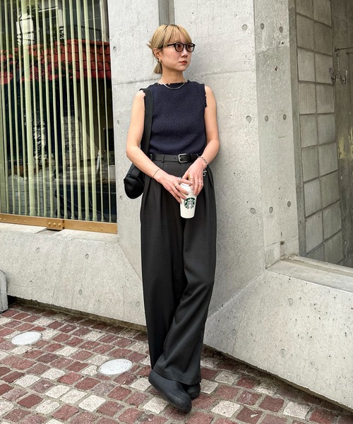 feepur（フェピュール）の「【ハンドウォッシャブル】フリンジノースリニット（タンクトップ・レディース・ブラウン/オフホワイト/ネイビー・MEDIUM）」の21枚目の写真