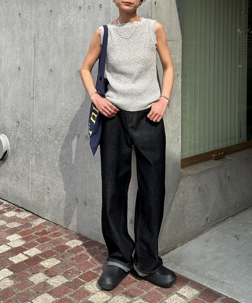 feepur（フェピュール）の「【ハンドウォッシャブル】フリンジノースリニット（タンクトップ・レディース・ブラウン/オフホワイト/ネイビー・MEDIUM）」の11枚目の写真