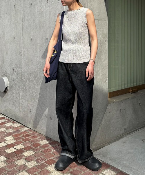 feepur（フェピュール）の「【ハンドウォッシャブル】フリンジノースリニット（タンクトップ・レディース・ブラウン/オフホワイト/ネイビー・MEDIUM）」の13枚目の写真