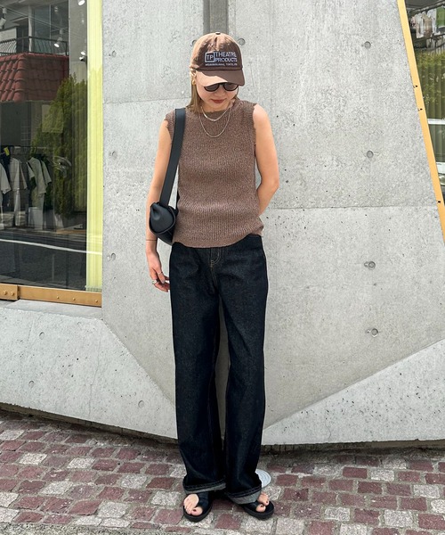 feepur（フェピュール）の「【ハンドウォッシャブル】フリンジノースリニット（タンクトップ・レディース・ブラウン/オフホワイト/ネイビー・MEDIUM）」の15枚目の写真