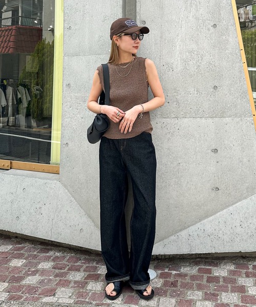 feepur（フェピュール）の「【ハンドウォッシャブル】フリンジノースリニット（タンクトップ・レディース・ブラウン/オフホワイト/ネイビー・MEDIUM）」の16枚目の写真