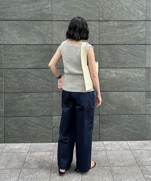 ハンドウォッシャブル】フリンジノースリニット（タンクトップ