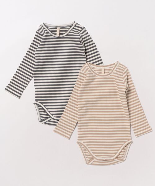 Quincy Mae Ribbed Bodysuit 2 Pack in Mauve/Blossom