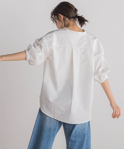 Droite lautreamont（ドロワットロートレアモン）の「袖刺繍レーススキッパー7分袖ブラウス≪手洗い可能≫（シャツ/ブラウス・レディース・ブラック/オフホワイト/ブルー・M）」の8枚目の写真