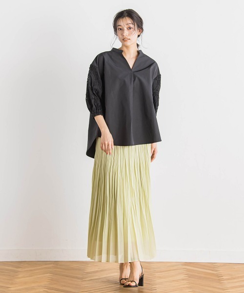 Droite lautreamont（ドロワットロートレアモン）の「袖刺繍レーススキッパー7分袖ブラウス≪手洗い可能≫（シャツ/ブラウス・レディース・ブラック/オフホワイト/ブルー・M）」の12枚目の写真