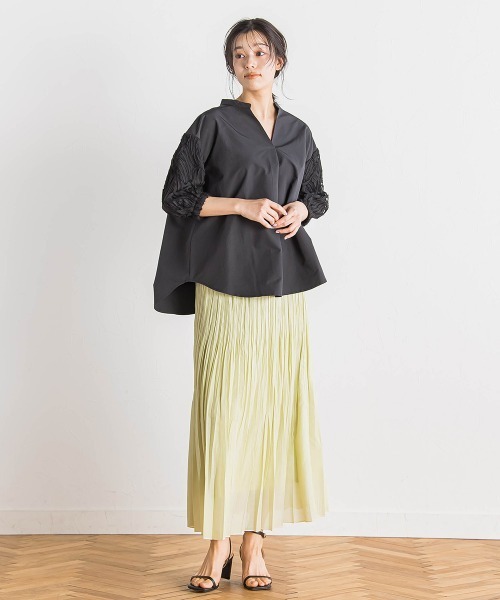 Droite lautreamont（ドロワットロートレアモン）の「袖刺繍レーススキッパー7分袖ブラウス≪手洗い可能≫（シャツ/ブラウス・レディース・ブラック/オフホワイト/ブルー・M）」の20枚目の写真