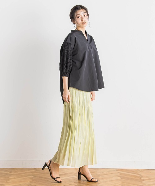 Droite lautreamont（ドロワットロートレアモン）の「袖刺繍レーススキッパー7分袖ブラウス≪手洗い可能≫（シャツ/ブラウス・レディース・ブラック/オフホワイト/ブルー・M）」の14枚目の写真