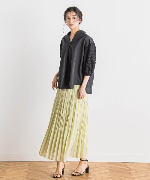 Droite lautreamont（ドロワットロートレアモン）の「袖刺繍レーススキッパー7分袖ブラウス≪手洗い可能≫（シャツ/ブラウス・レディース・ブラック/オフホワイト/ブルー・M）」の13枚目の写真