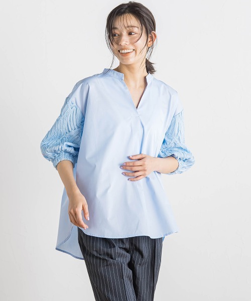 Droite lautreamont（ドロワットロートレアモン）の「袖刺繍レーススキッパー7分袖ブラウス≪手洗い可能≫（シャツ/ブラウス・レディース・ブラック/オフホワイト/ブルー・M）」の16枚目の写真