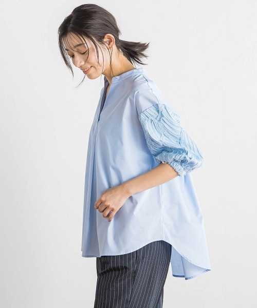 Droite lautreamont（ドロワットロートレアモン）の「袖刺繍レーススキッパー7分袖ブラウス≪手洗い可能≫（シャツ/ブラウス・レディース・ブラック/オフホワイト/ブルー・M）」の9枚目の写真