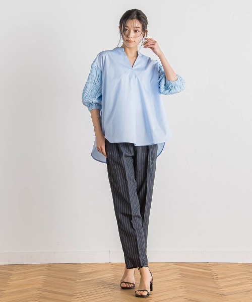 Droite lautreamont（ドロワットロートレアモン）の「袖刺繍レーススキッパー7分袖ブラウス≪手洗い可能≫（シャツ/ブラウス・レディース・ブラック/オフホワイト/ブルー・M）」の22枚目の写真