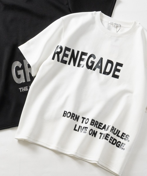 JOHN'S CLOSET(ジョンズクローゼット)の「【13】ラスターロゴプリント ポンチTシャツ(Tシャツ/カットソー・メンズ・オフホワイト/ブラック/イエロー/グリーン/グレー系/ホワイト系/ブラック系・MEDIUM/LARGE)」の1枚目の写真