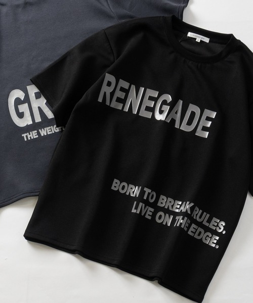 JOHN'S CLOSET(ジョンズクローゼット)の「【13】ラスターロゴプリント ポンチTシャツ(Tシャツ/カットソー・メンズ・オフホワイト/ブラック/イエロー/グリーン/グレー系/ホワイト系/ブラック系・MEDIUM/LARGE)」の4枚目の写真