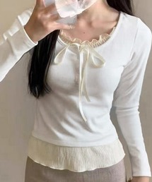 フェイクレイヤードカップ付きカットソー