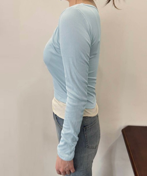 Miniministore(ミニミニストア)の「フェイクレイヤードカップ付きカットソー(Tシャツ/カットソー・レディース・ブラック/グレー/ホワイト/アイボリー/ライトブルー・FREE)」の19枚目の写真