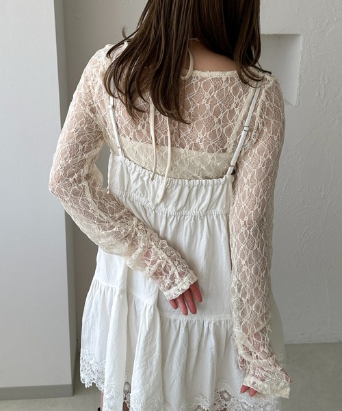 apres jour clair(アプレジュールクレア)の「【apres jour clair】シャーリングレーストップス(Tシャツ/カットソー・レディース・アイボリー/ピンクベージュ/ブラック/ブラウン系その他・X-LARGE/フリー)」の8枚目の写真