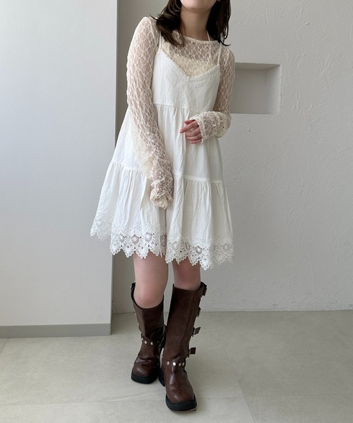 apres jour clair(アプレジュールクレア)の「【apres jour clair】シャーリングレーストップス(Tシャツ/カットソー・レディース・アイボリー/ピンクベージュ/ブラック/ブラウン系その他・X-LARGE/フリー)」の9枚目の写真