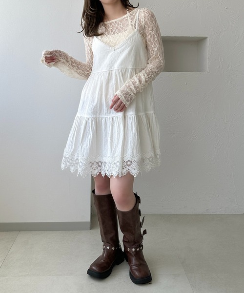 apres jour clair(アプレジュールクレア)の「【apres jour clair】シャーリングレーストップス(Tシャツ/カットソー・レディース・アイボリー/ピンクベージュ/ブラック/ブラウン系その他・X-LARGE/フリー)」の10枚目の写真